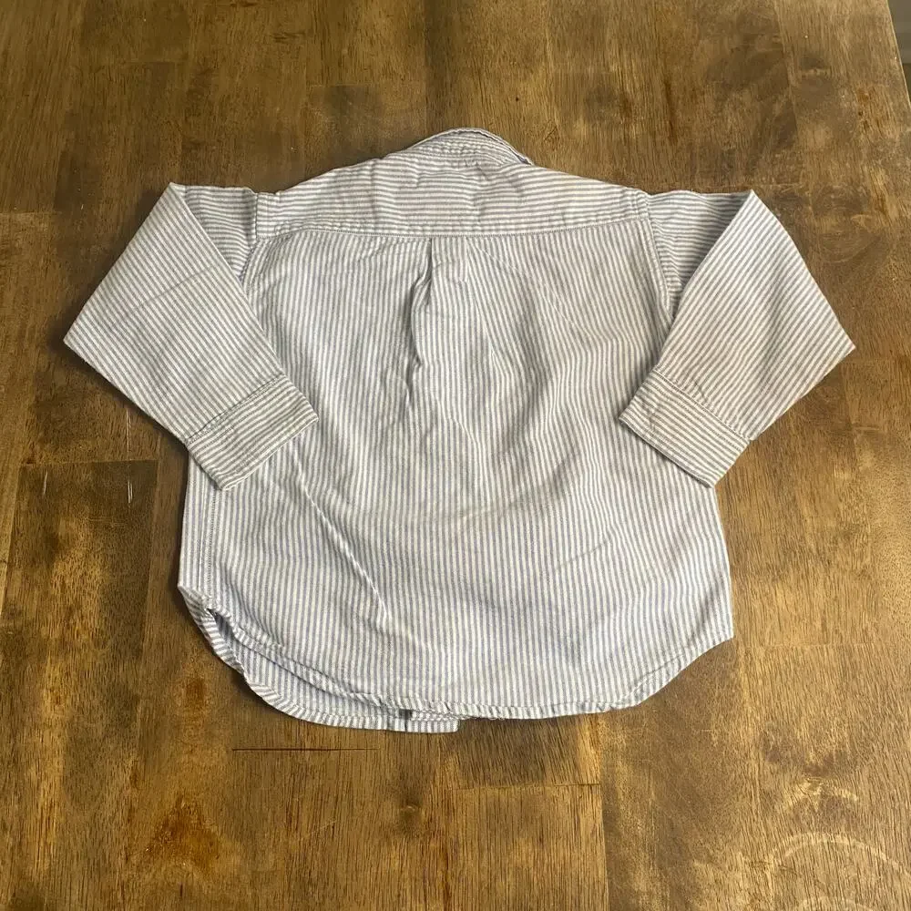 Ralph Lauren  blue pin striped long sleeve boys button up‎ dress shirt SIZE 3
